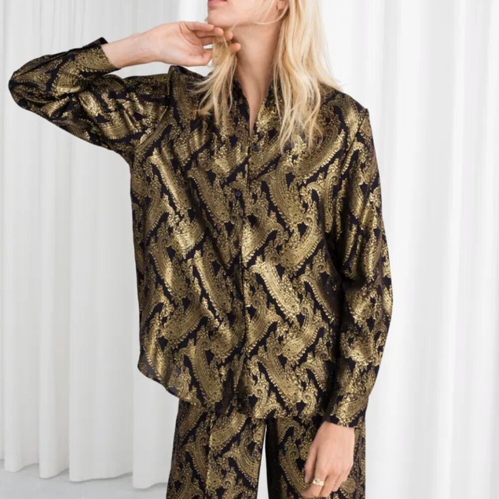 & Other Stories Metallic Jacquard Lounge Shirt